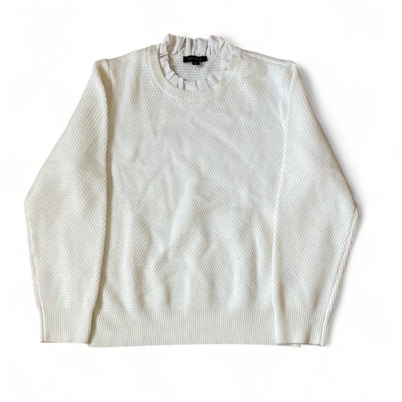 Ann Taylor Classic Ivory/White Knitted Sweater with Ruffled Collar XXL NWT! - Picture 1 of 8